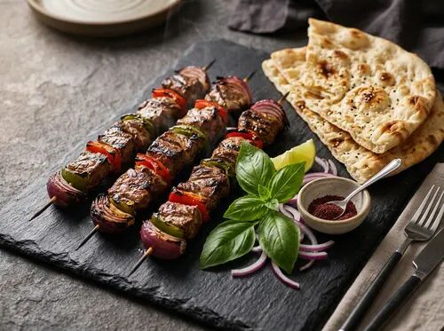 کباب چنجه گوسفندی با نان سنگک